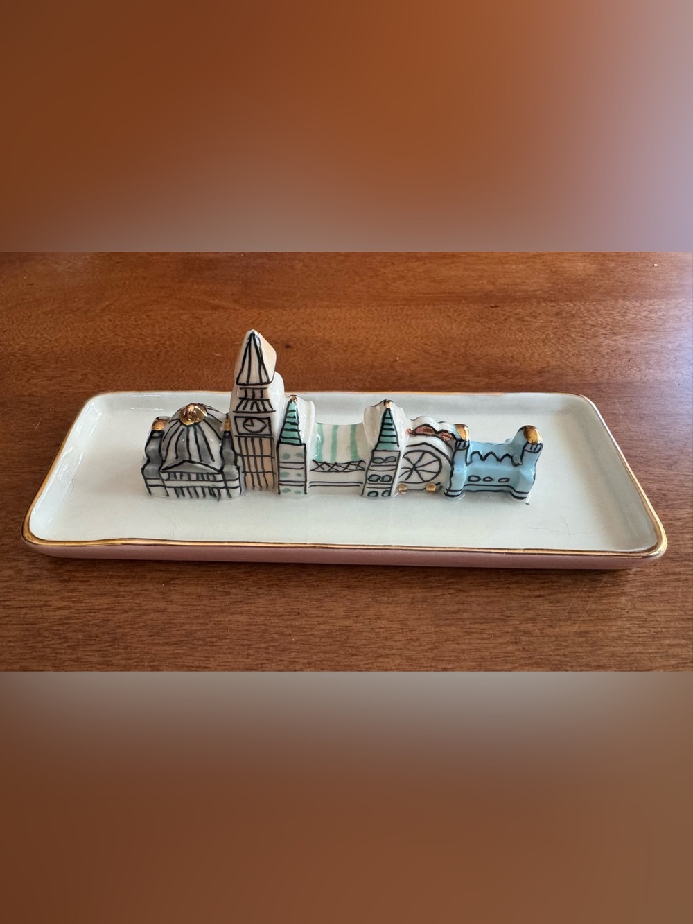 Anthropologie London Ceramic Tray in White & Pink